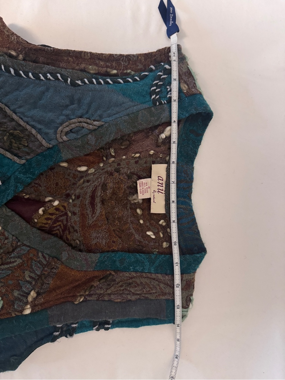 Anu By Natural Women's Colorful 100% Wool Vest Asymmetrical Art to Wear - Picture 11 of 11